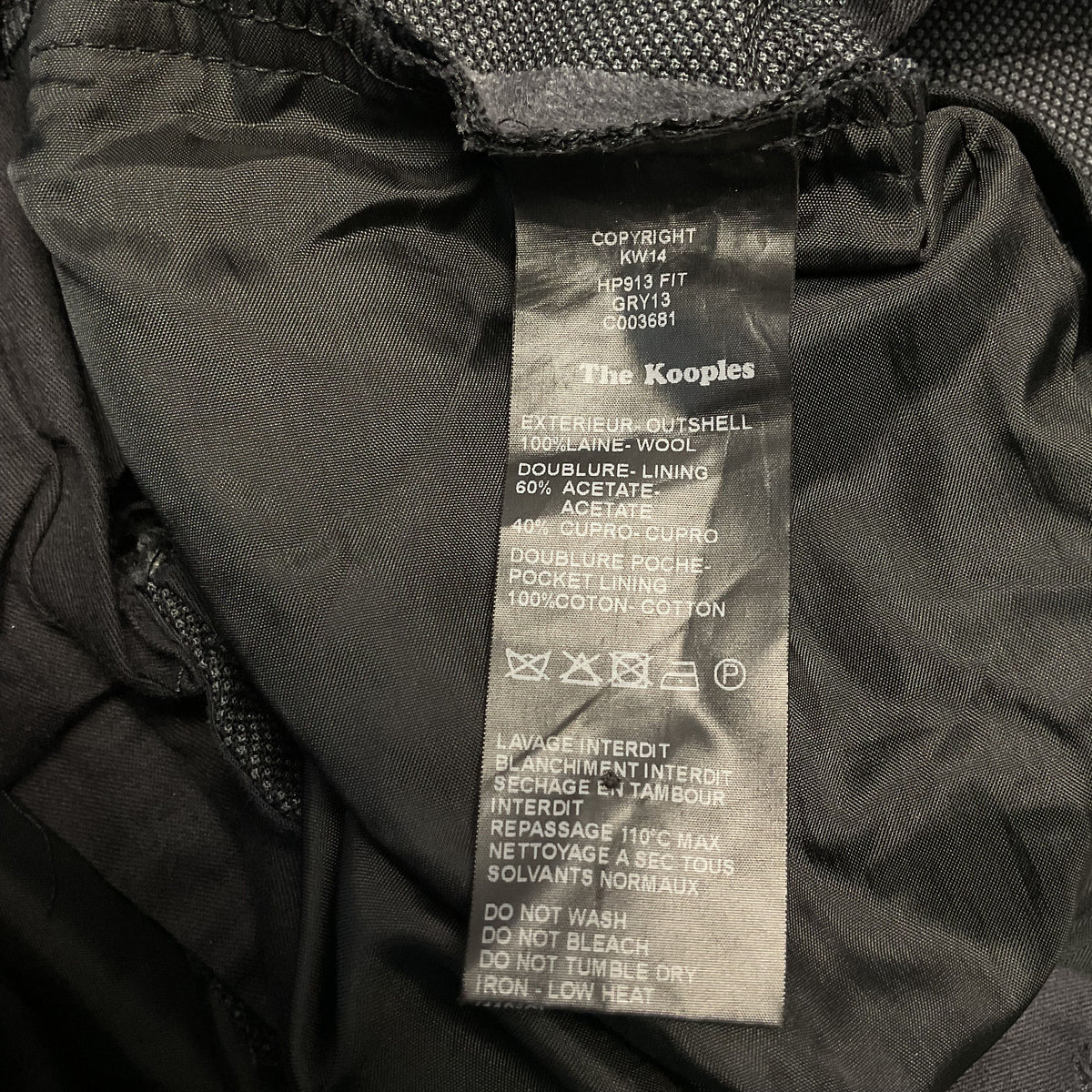 The Kooples Grey Belted Wool Fitted Trousers Pants - Size 46 30US