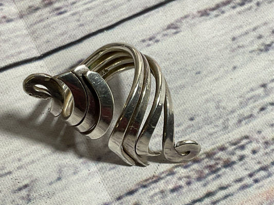 VTG. Mid Century Modernist Sterling Silver Swirl Statement SZ 7.25 Ring- 10.84g
