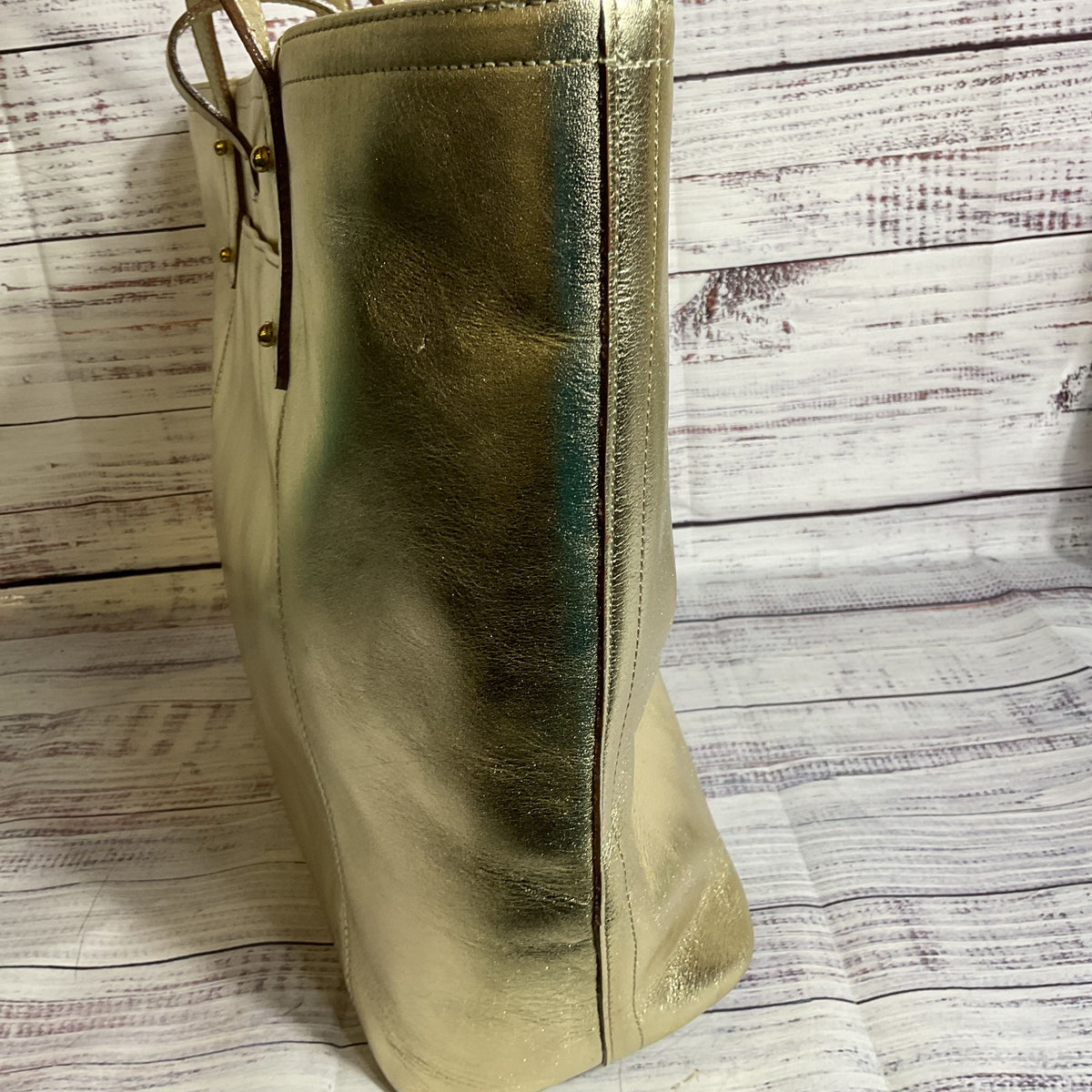 BRAHMIN Women's Metallic Gold Leather Tote Bag