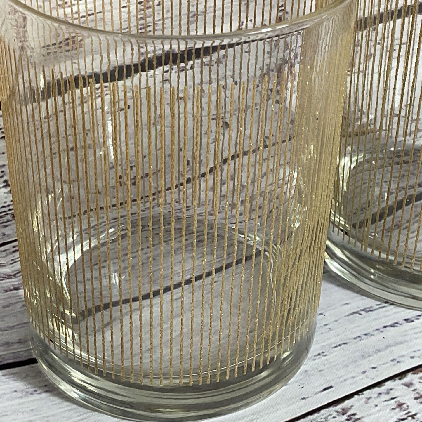 Set of 2 VTG. GEORGES BRIARD Gold Icicle Lowball Glassware