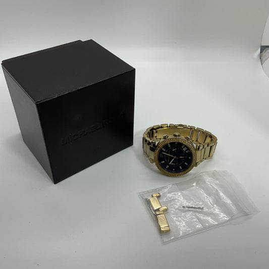 MICHAEL KORS MK6262 Gold Tone Rhinestone Blue Face Dial Watch- 6.75"