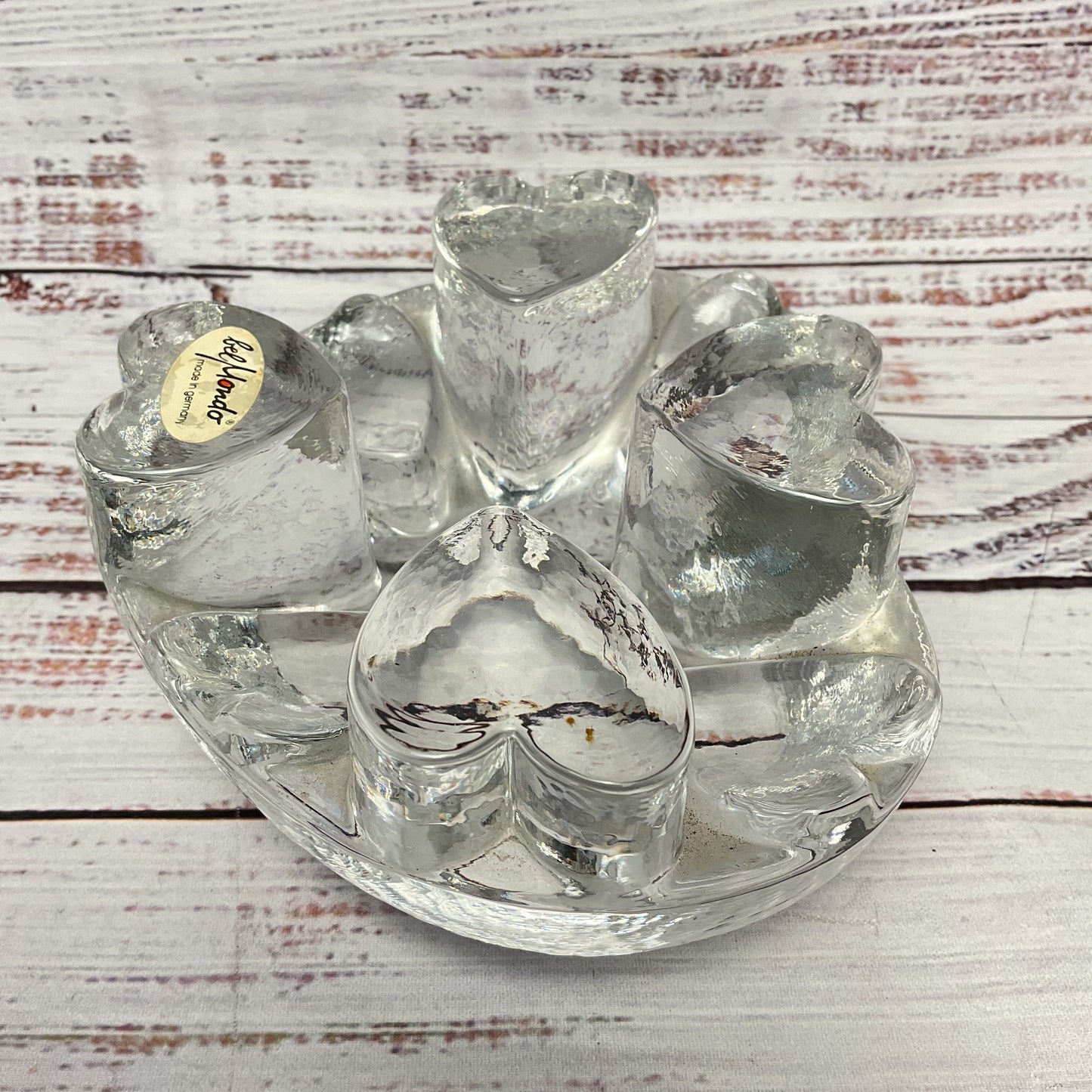 Bel Mondo Heart Shaped Art Glass Tea Light Candle Tea Pot Coffee Warmer