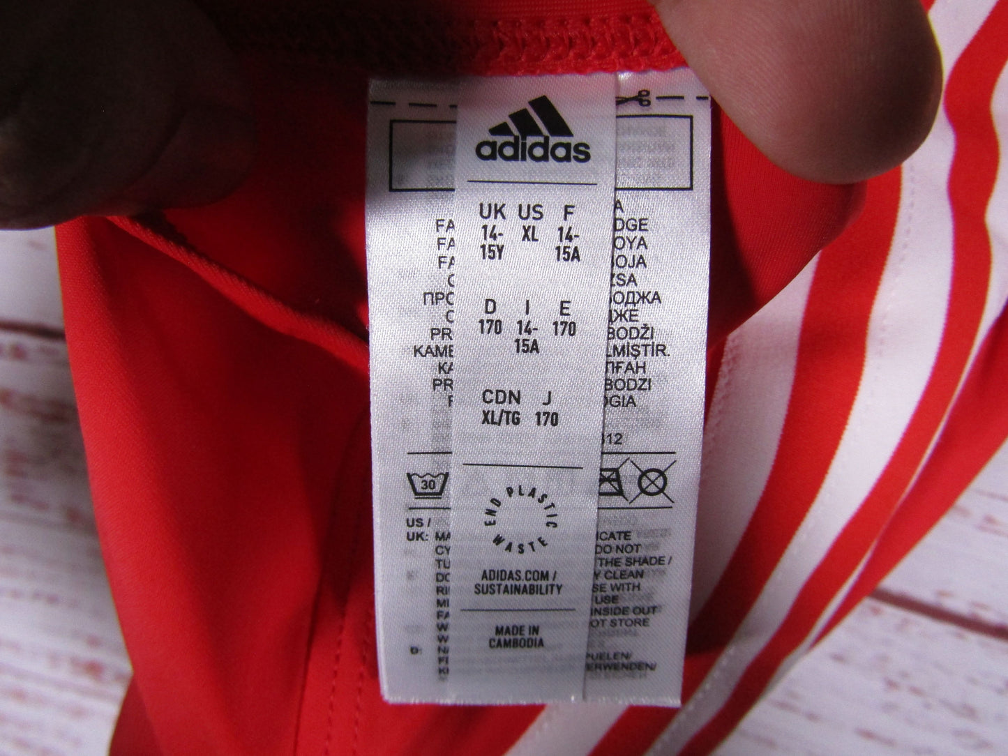 Adidas Athly Girl's Red 3-Stripes Swimsuit Size XL