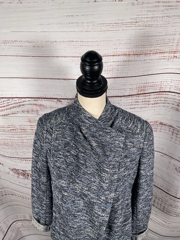 Vince Blue Draped Open Front Knit Cascade Cardigan Size S Cotton Blend