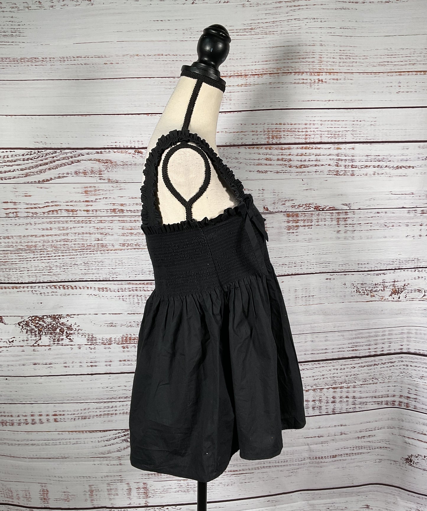 Marc Jacobs Black Babydoll Smocked Top with Bows - Size Medium