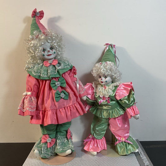 VICTORIA ASHLEA (Musical) & BETTE JANE CARTER Porcelain Clown Dolls- 21" & 29"