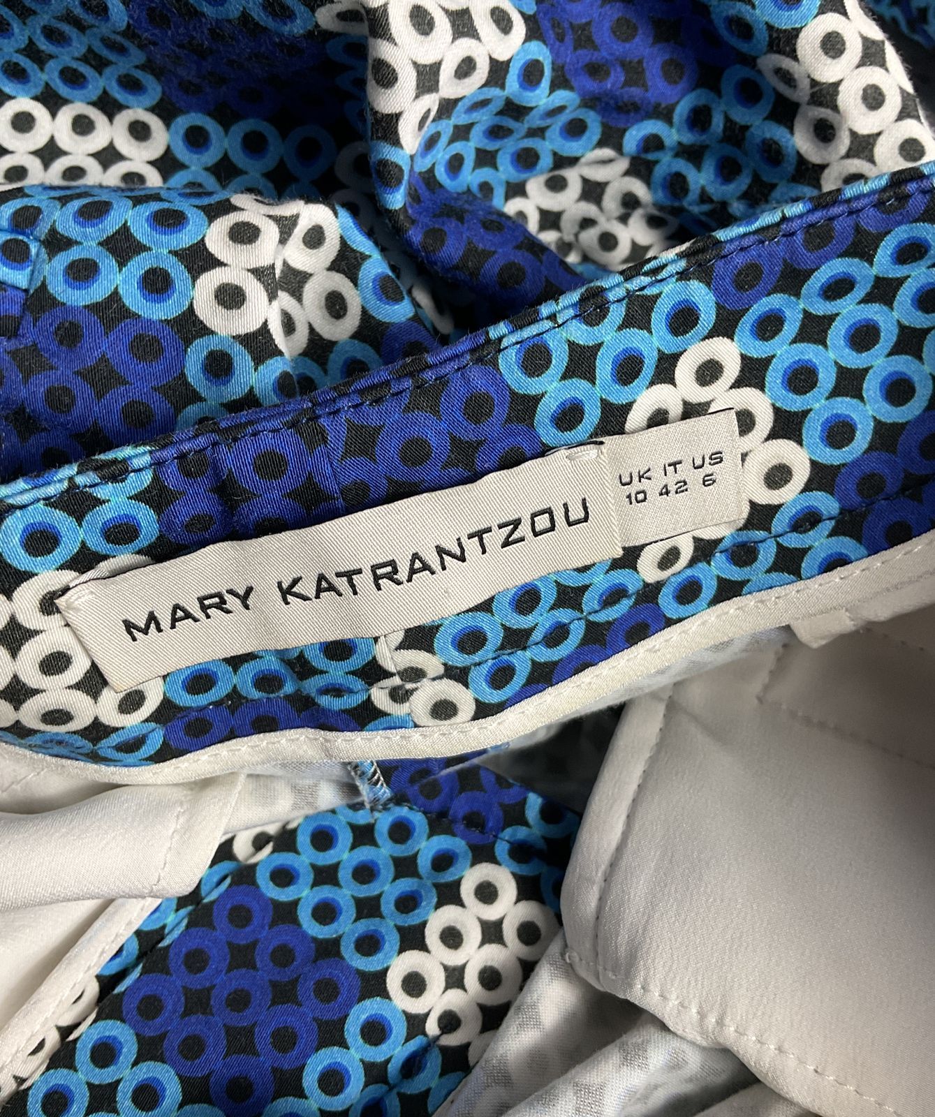 Mary Katrantzou Circle Print Cotton Blend Pants Blue 6