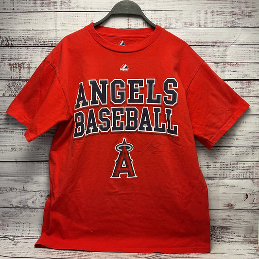 Majestic Los Angeles La Angels Baseball T-Shirt Signed(?) Josh Hamilton #32