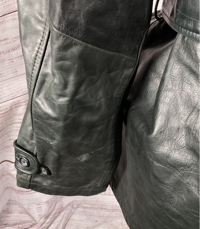 Armani Exchange Vintage Leather Belted Coat Black L