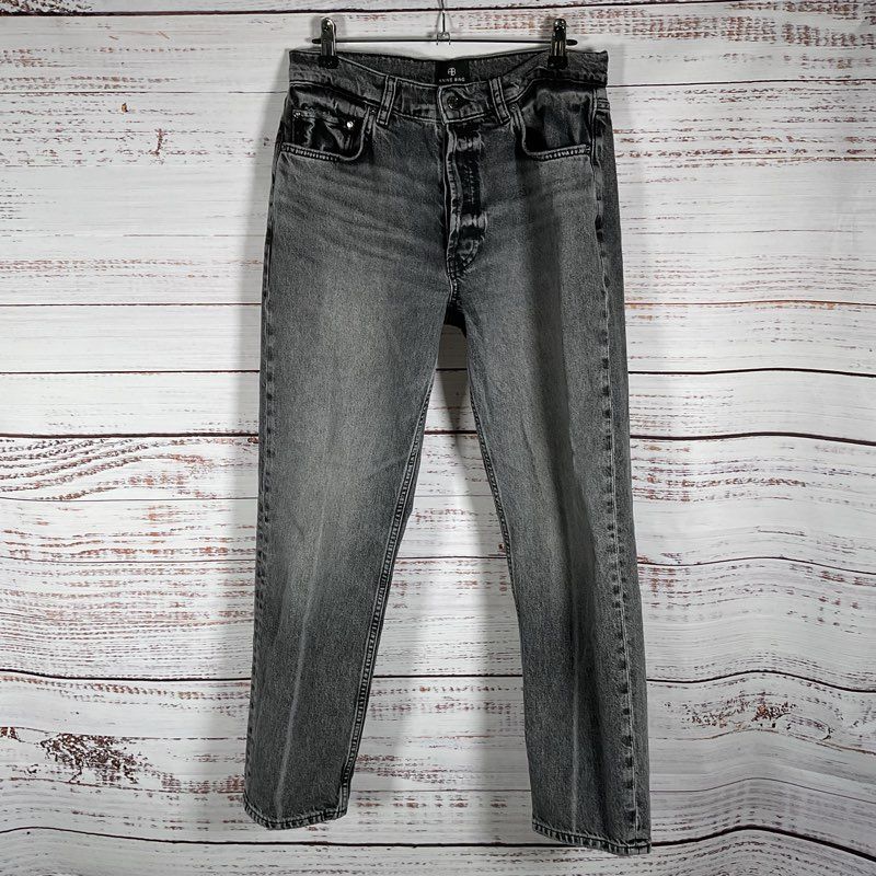 Anine Bing Charcoal Denim Kate Straight Leg Women's Jeans - Size 28