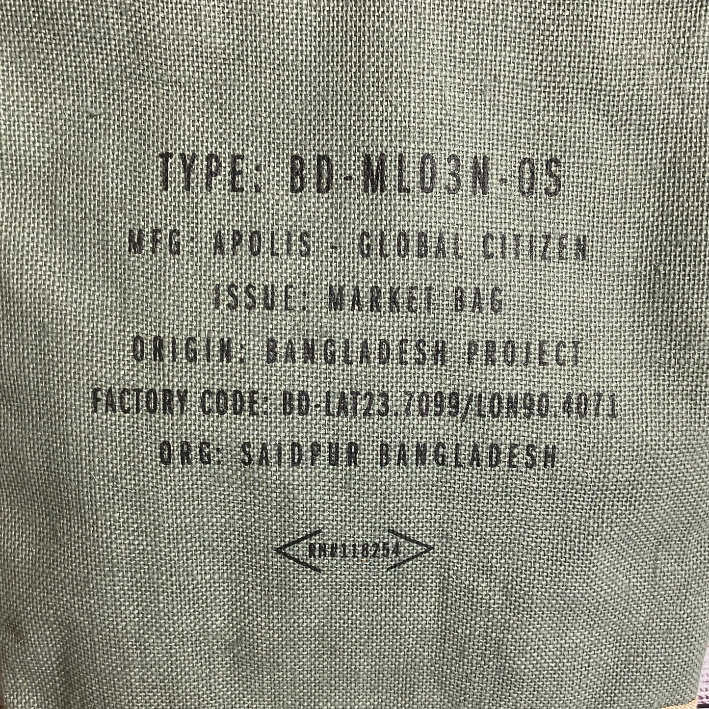 APOLIS GLOBAL CITIZEN Green/Tan Market Tote Canvas Bag