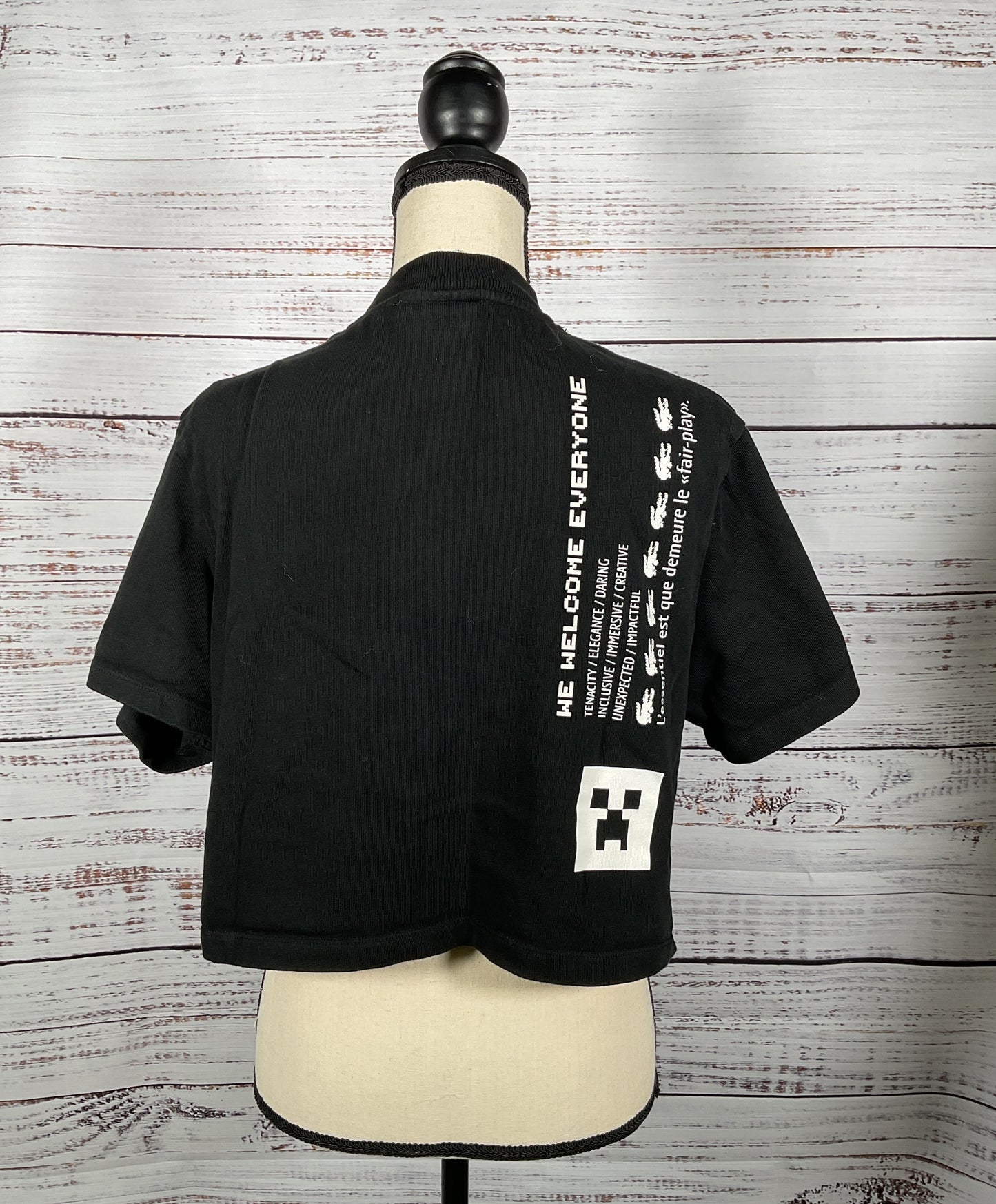 Lacoste Minecraft Oversized Crop Top Black Medium