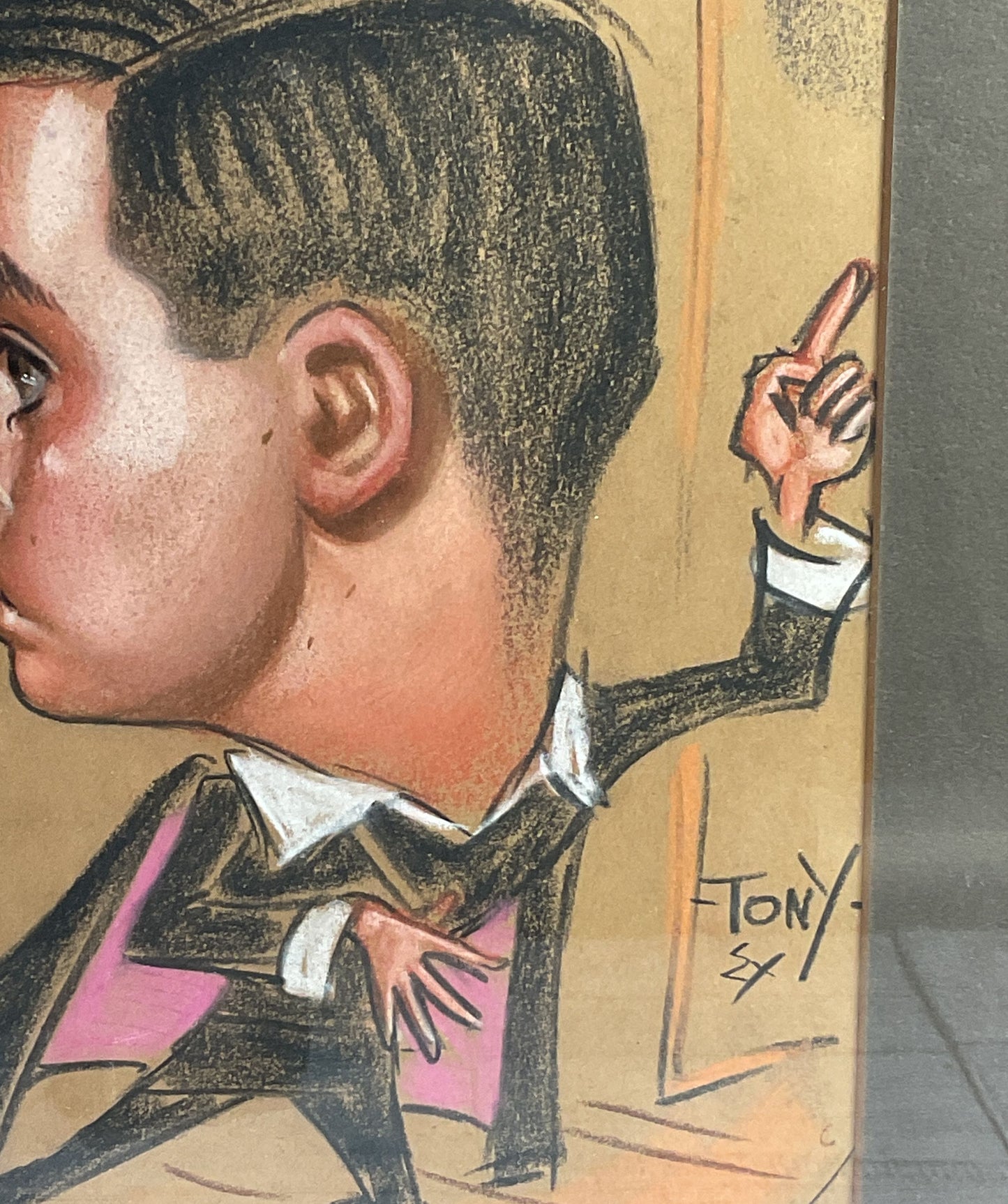 Tony by Dick Briefer Signed Framed Caricature Drawing