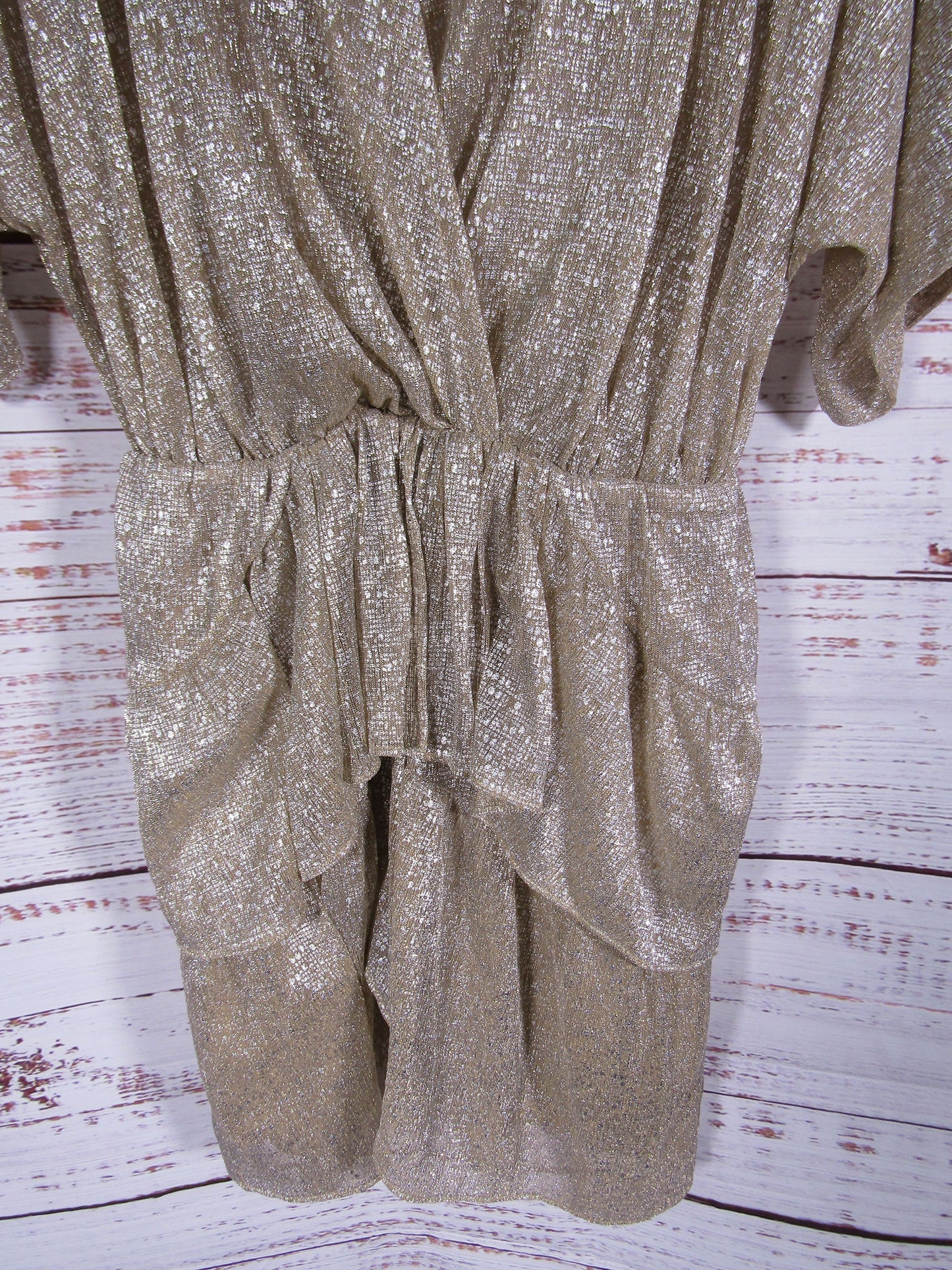 IRO Women's Metallic Gold Wide Blouson Mini Dress Size 34