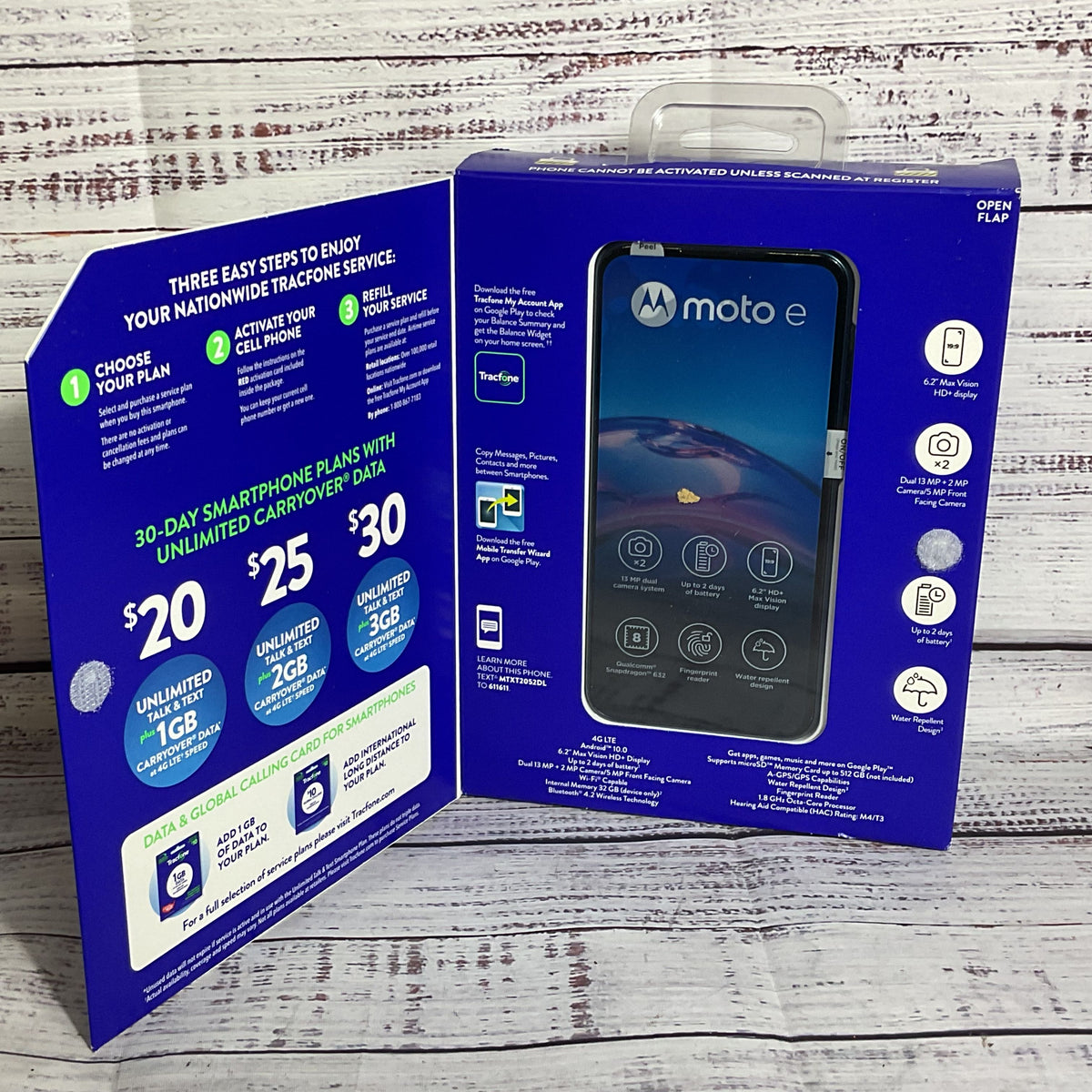 NEW SEALED TRACFONE Moto E No Contract 4G LTE Prepaid Smartphone