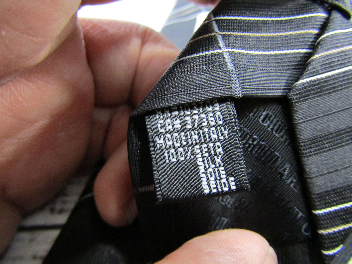 Giorgio Armani Men's Black Striped Silk Tie Made in Italy