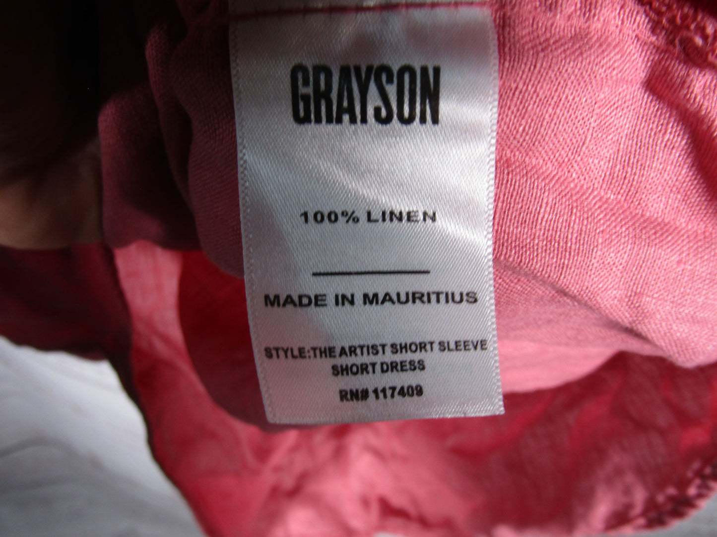 Grayson The Artist Women's Pink Linen Mini Dress Size 3