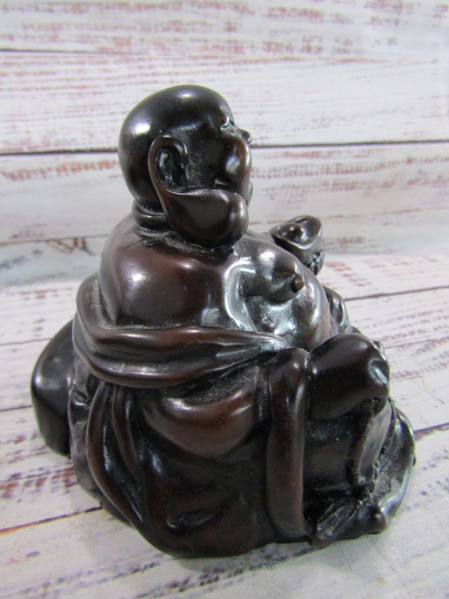 Set of 2 Wooden Buddha Figurines