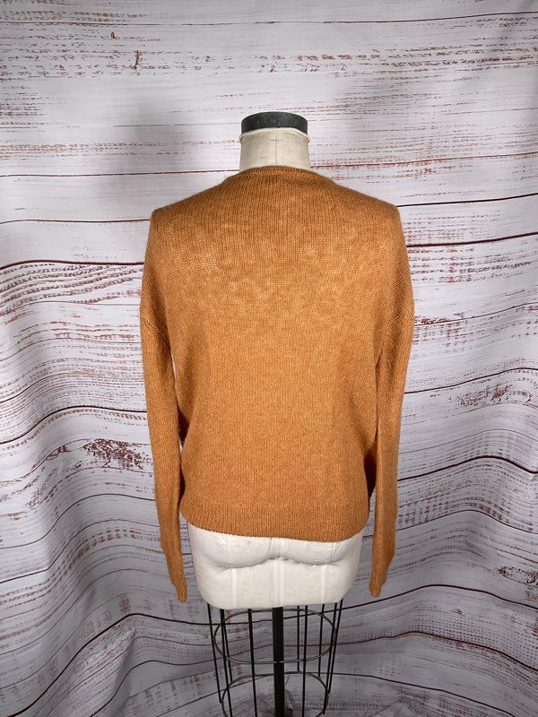 Free People Gossamer Sweater Orange Alpaca Blend Orange Deep V Neck Size XS