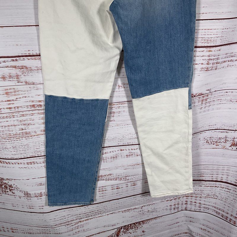 Jonathan Simkhai Trevor High Rise Blue & White Colorblock Denim Jeans - Size 27