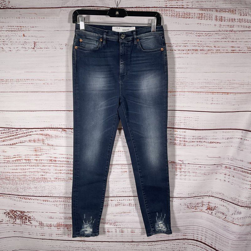 IRO Dark Wash Distressed Ankle Denim Blue WM22THIO Jeans - Size 28