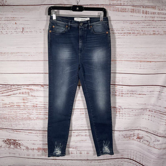 IRO Dark Wash Distressed Ankle Denim Blue WM22THIO Jeans - Size 28