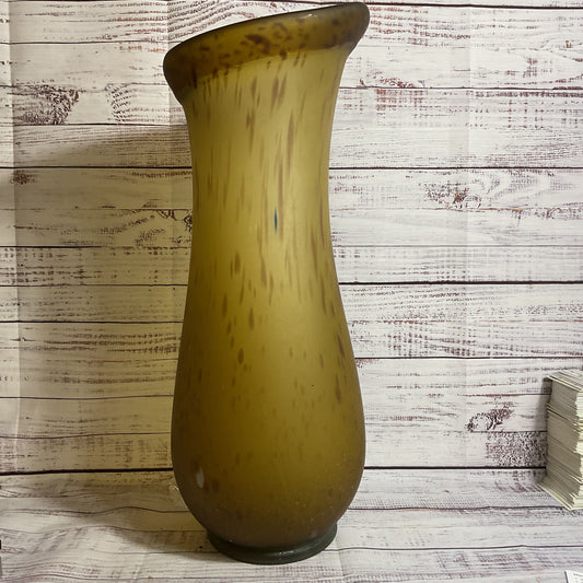 VTG. MCM Murano Brown Handblown Art Glass Vase- 23" (LOCAL PICKUP 90016)