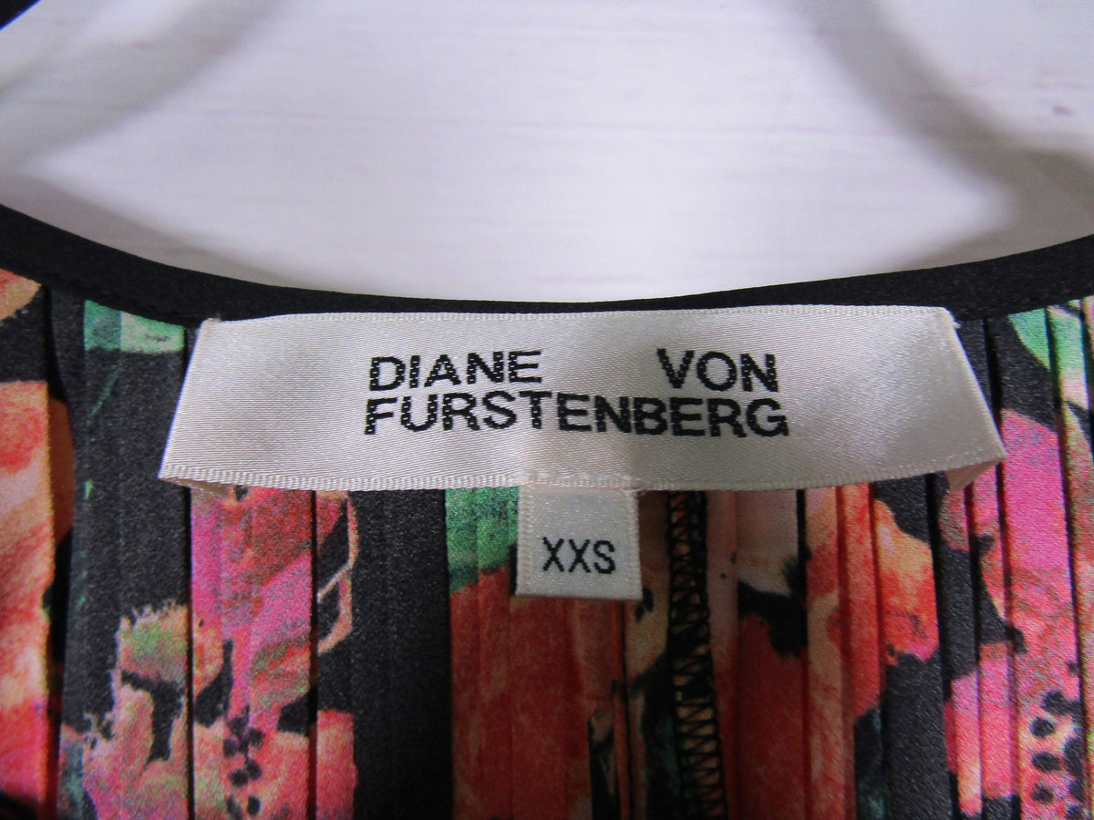 Diane Von Furstenberg Autumn Women's Multi-Color Pleated Midi Dress Size XXS