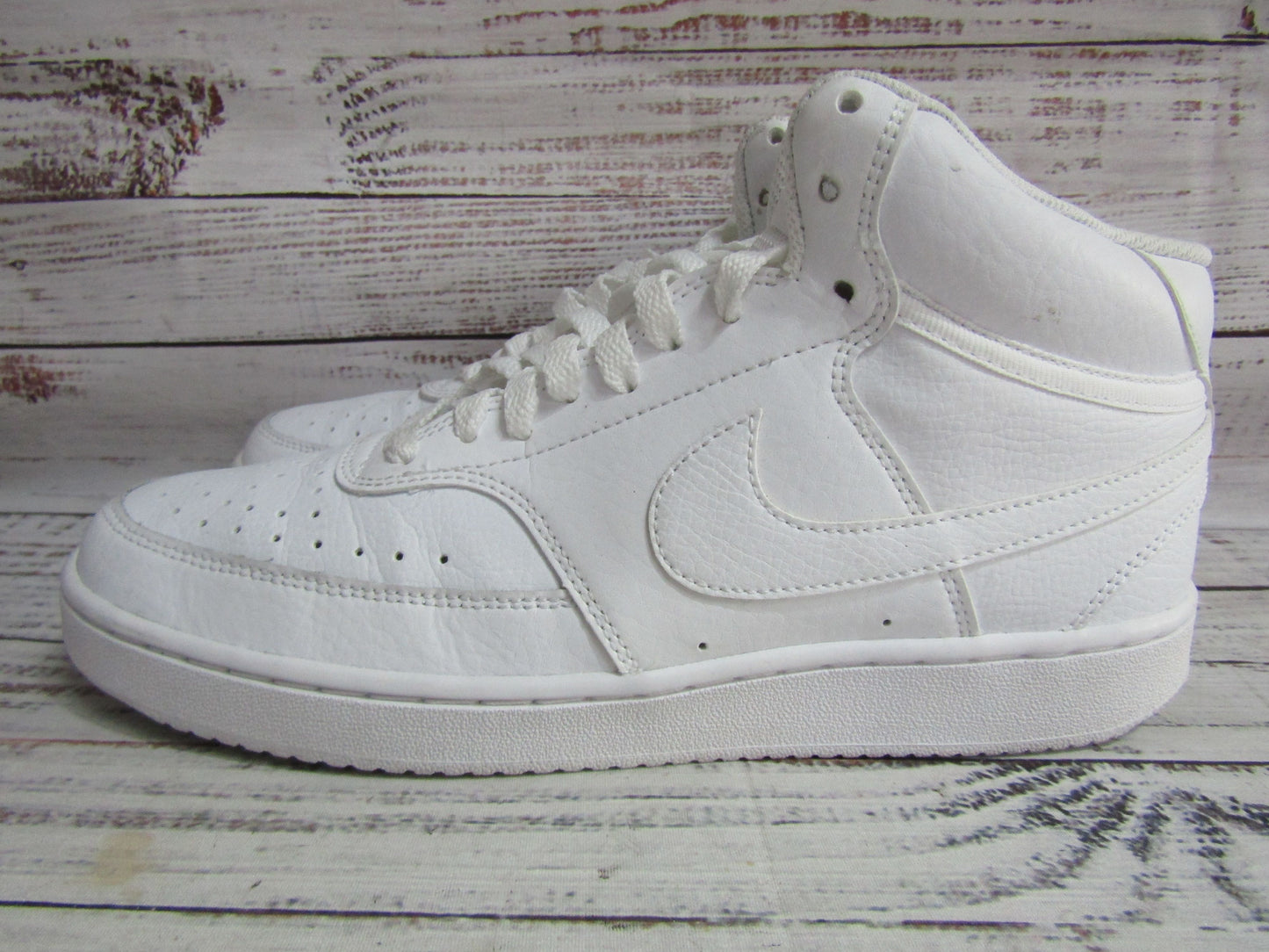 Nike Court Vision Men's White Leather Mid-Top Sneakers Size 8 CD5466-100