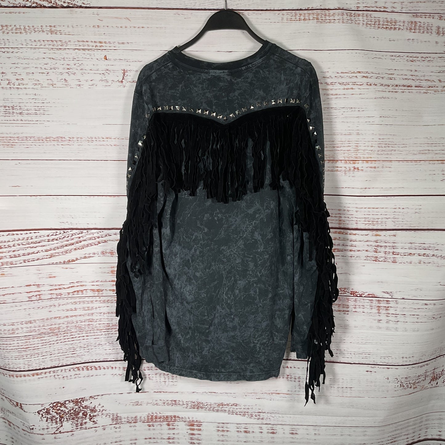 Asos Grey Fringe Studded Long Sleeve Sweatshirt - Size L