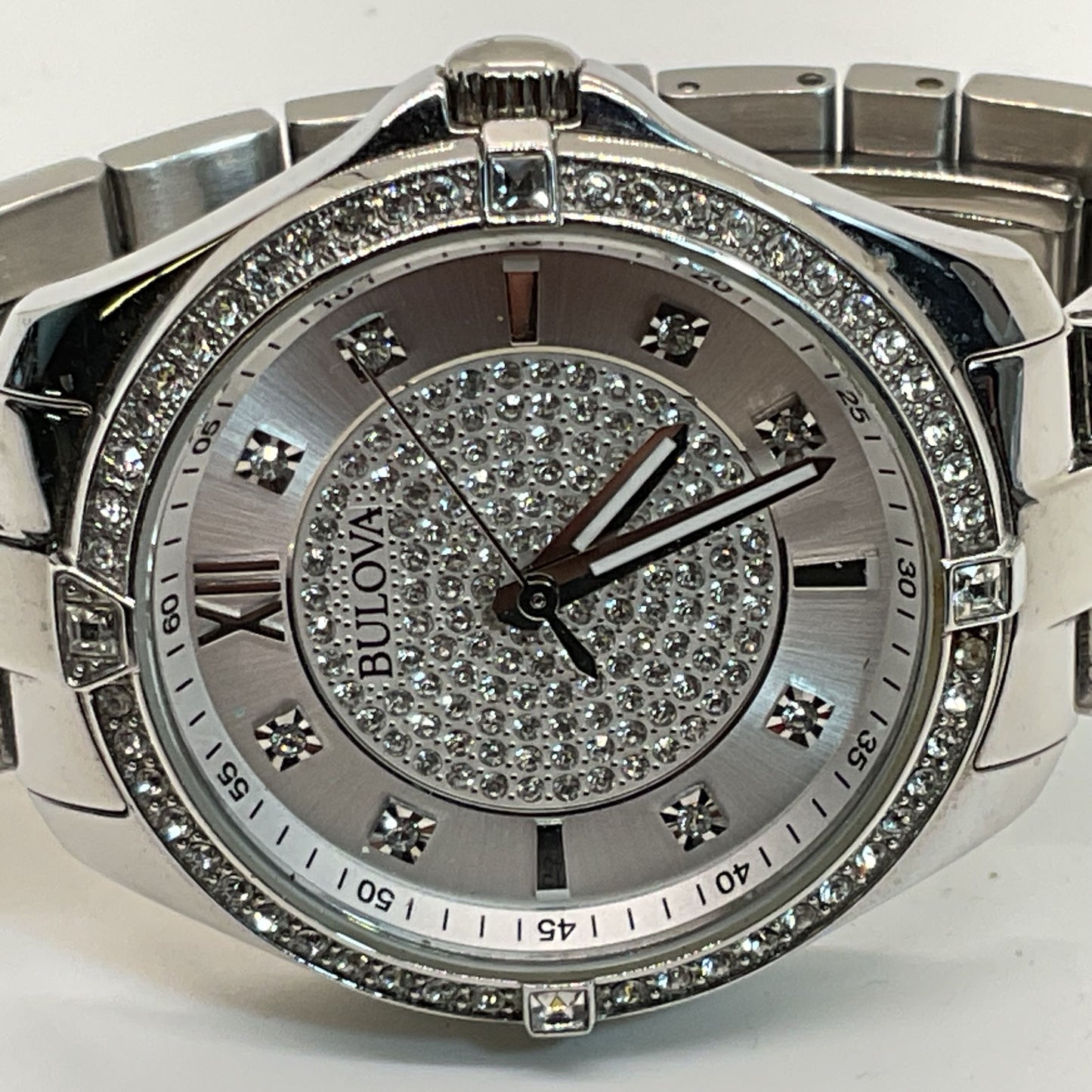 BULLOVA Crystal Accent Stainless Steel Women's Watch- 5.50"