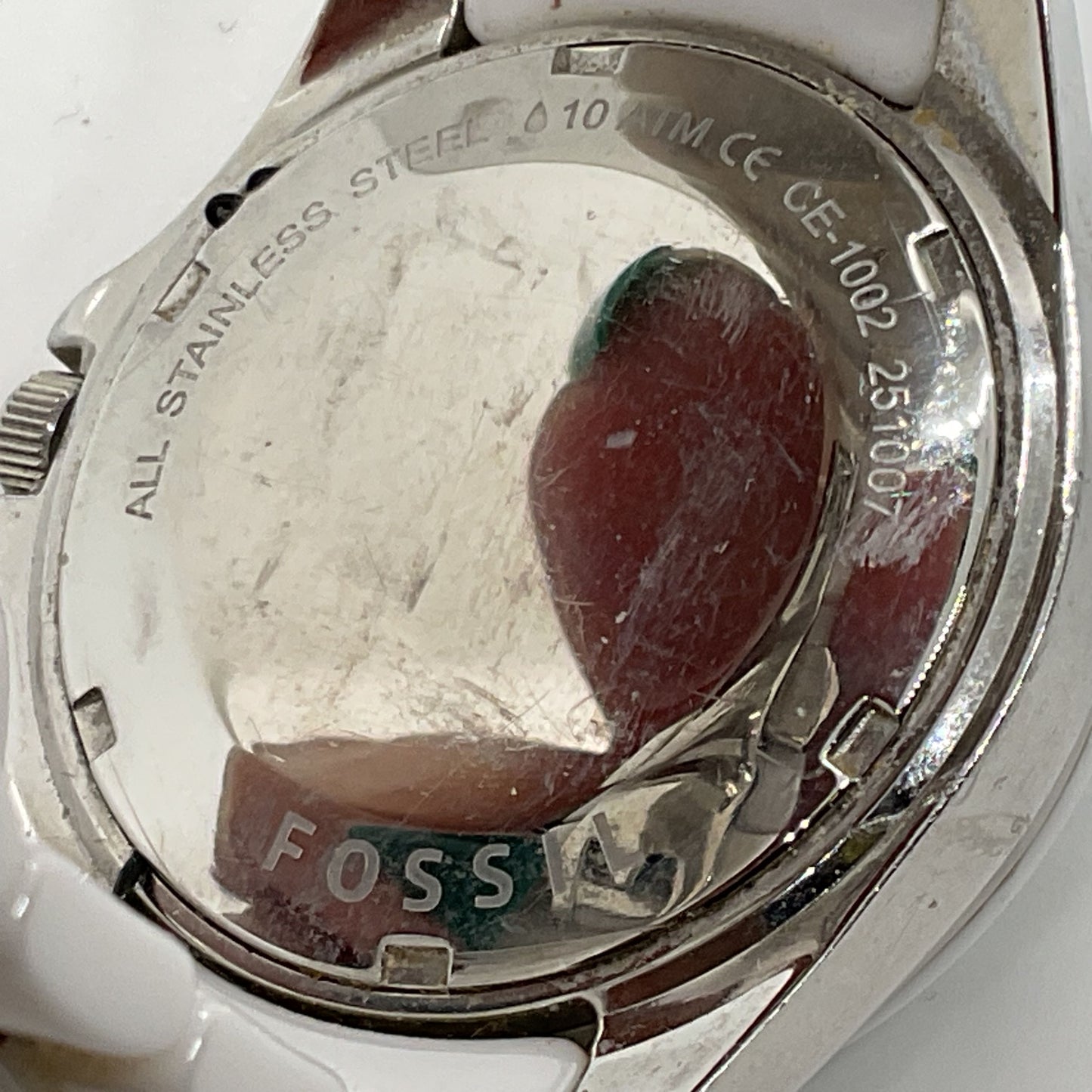 FOSSIL CE1002 White Ceramic Women's Watch (NEEDS BATTERY)