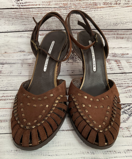 Donald J. Pliner Quetas Women's Brown Suede Wedge Sandals Size 8 Made in Spain