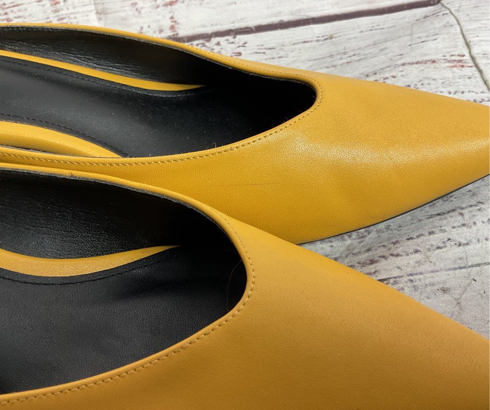 Yuna x Christy Ng Leather Mule Heels Yellow 39
