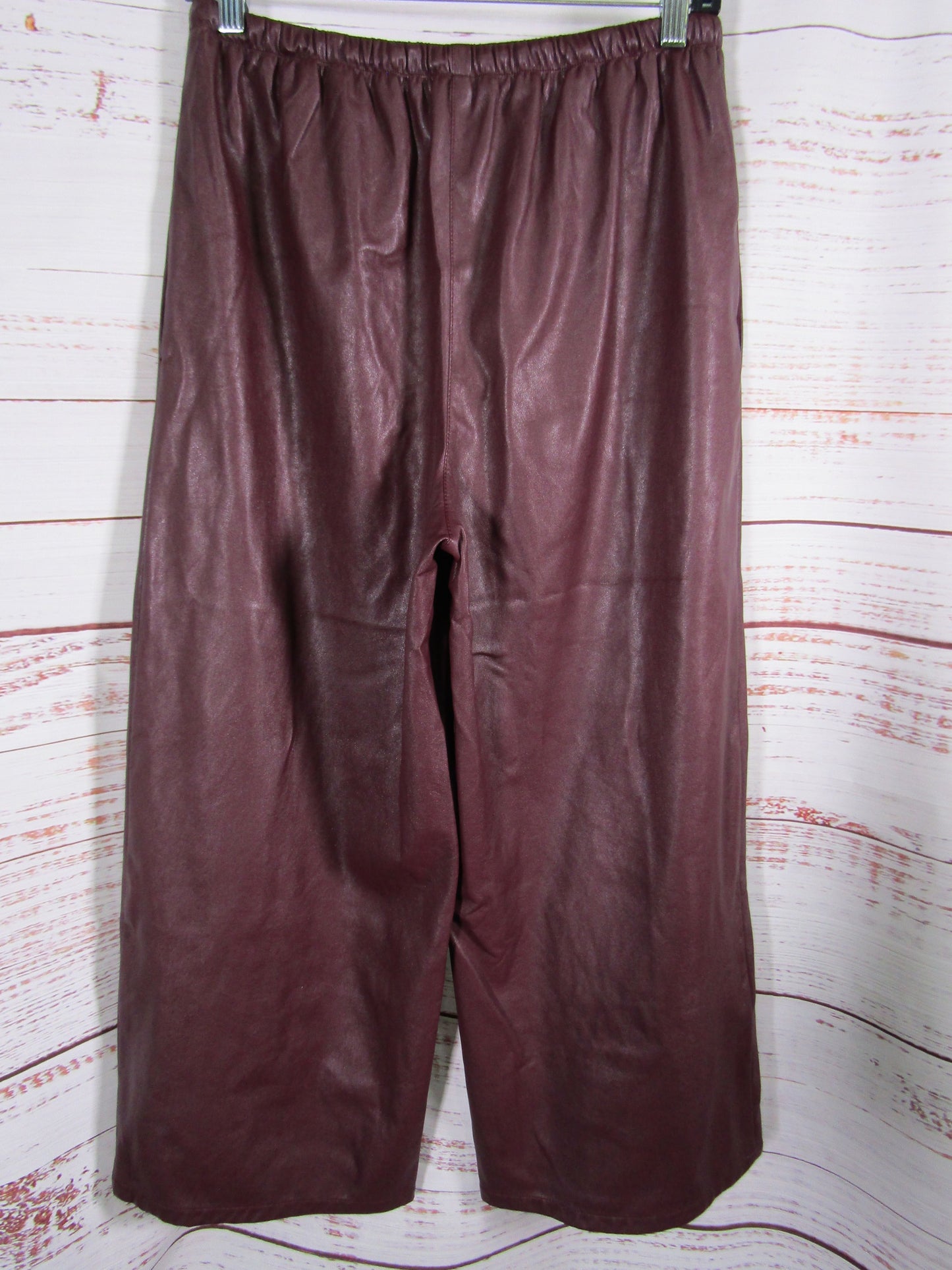 Lapointe Women's Plum Faux Leather Drawstring Wide Leg Pants Size S