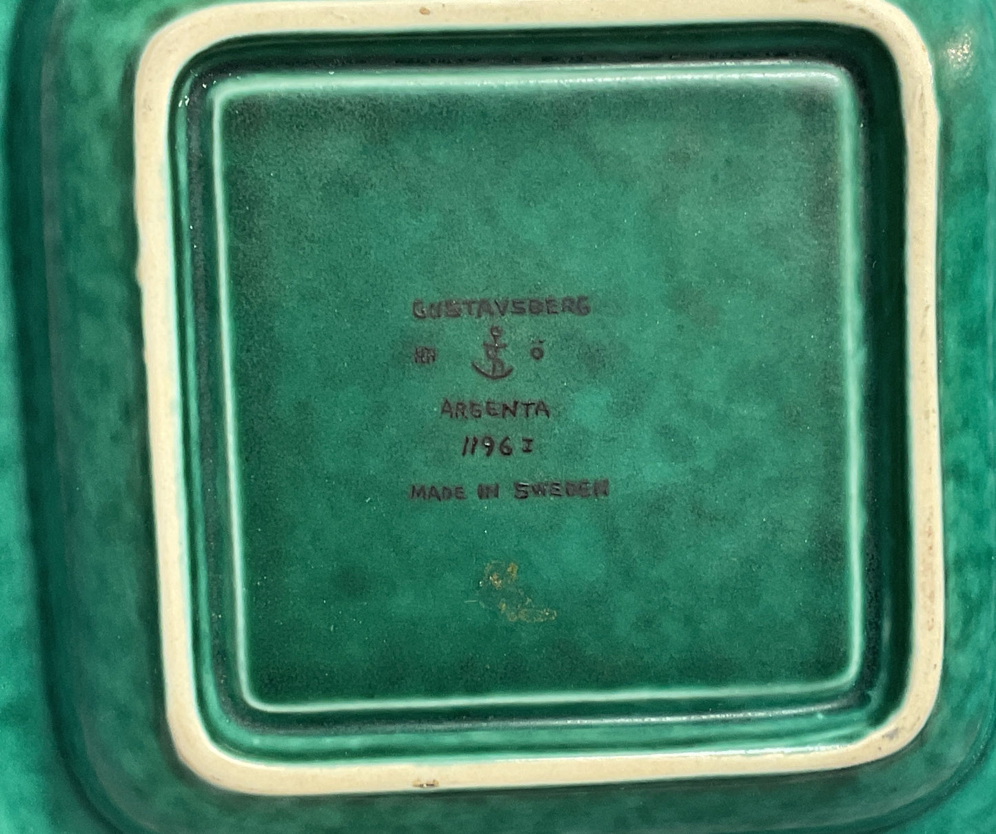 Gustavsberg Sweden Argenta Vintage Wilhelm Kåge Square 8.5" Tray Green