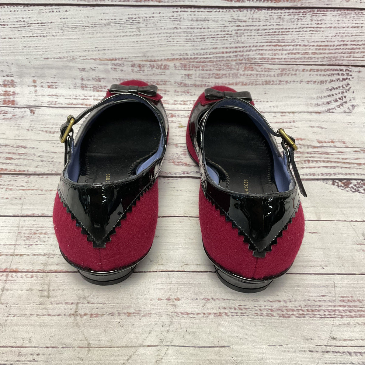 Marc Jacobs Mary Jane Maroon Wool Black Shoe Women Size 7US 37EU