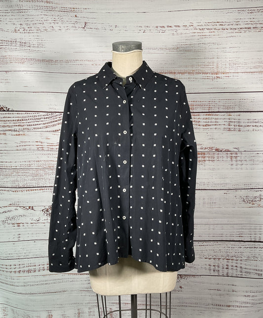 Poggianti Navy 100% Cotton Planet Saturn Embroidered Long Slv ButtonDown-Size 5