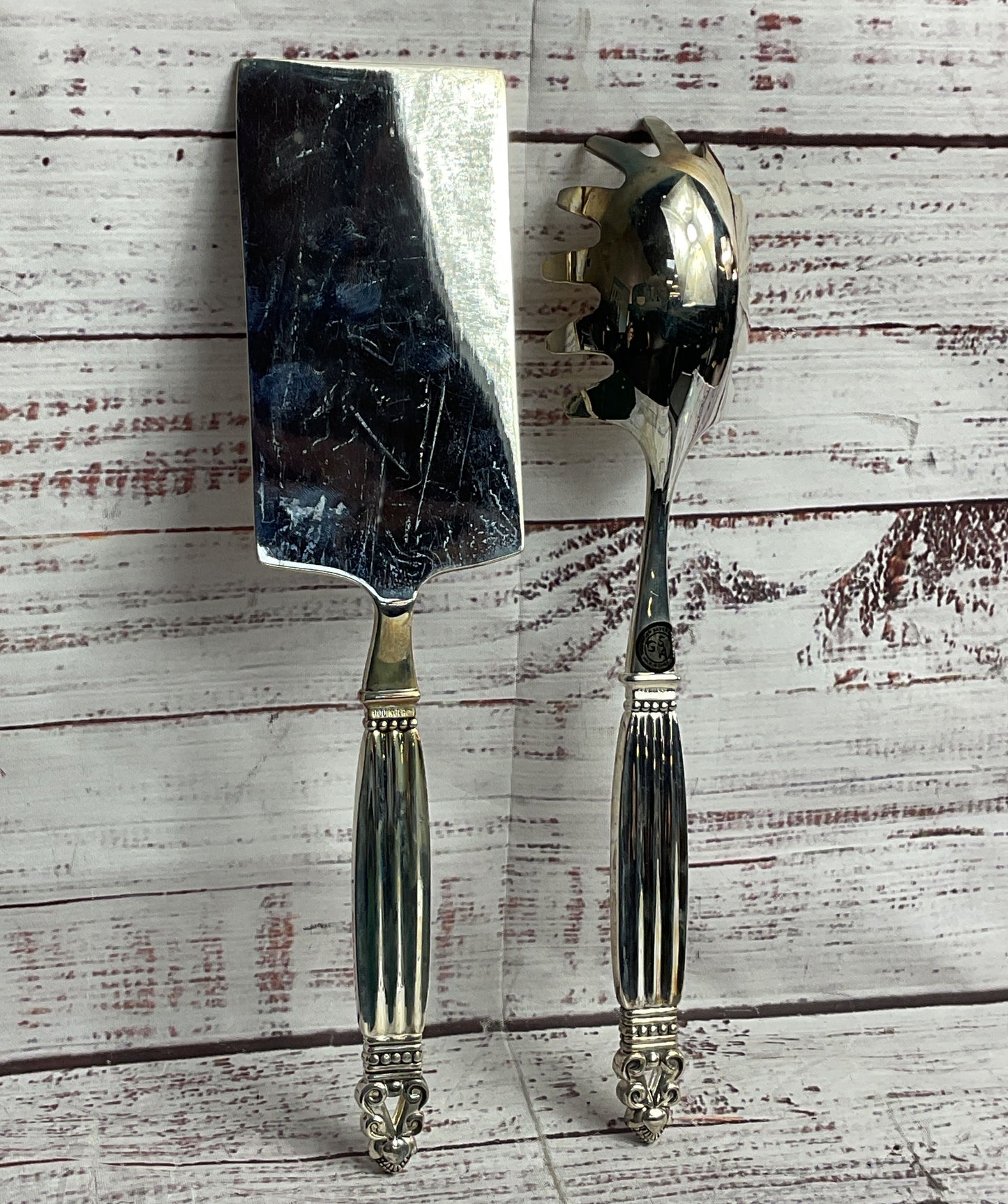 Godinger Neiman Marcus Set of 2 Pasta Serving Utensils Silver Plate