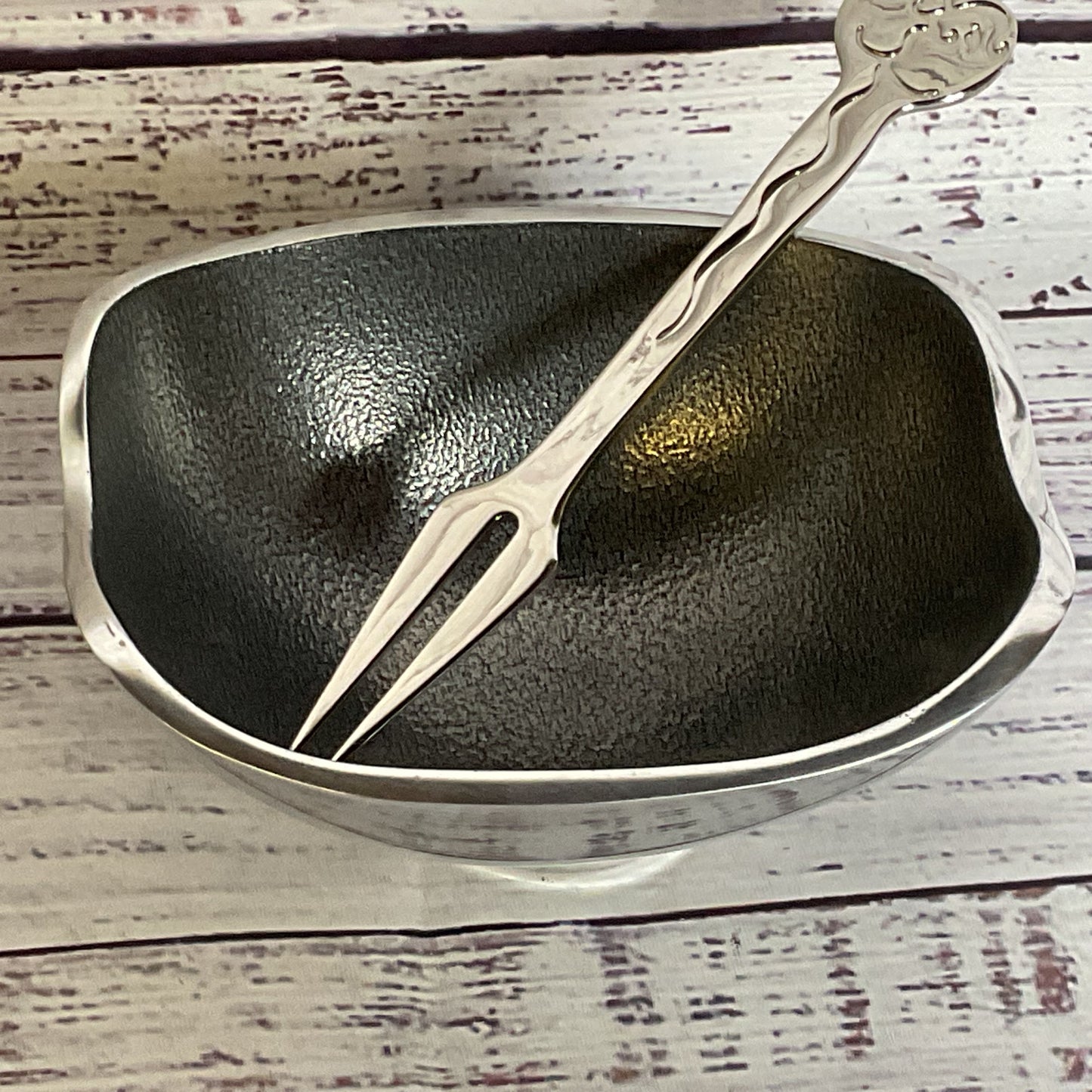CARROL BOYES Stainless 4.5" Condiment Bowl & 5.5" Pickle/Olive Fork