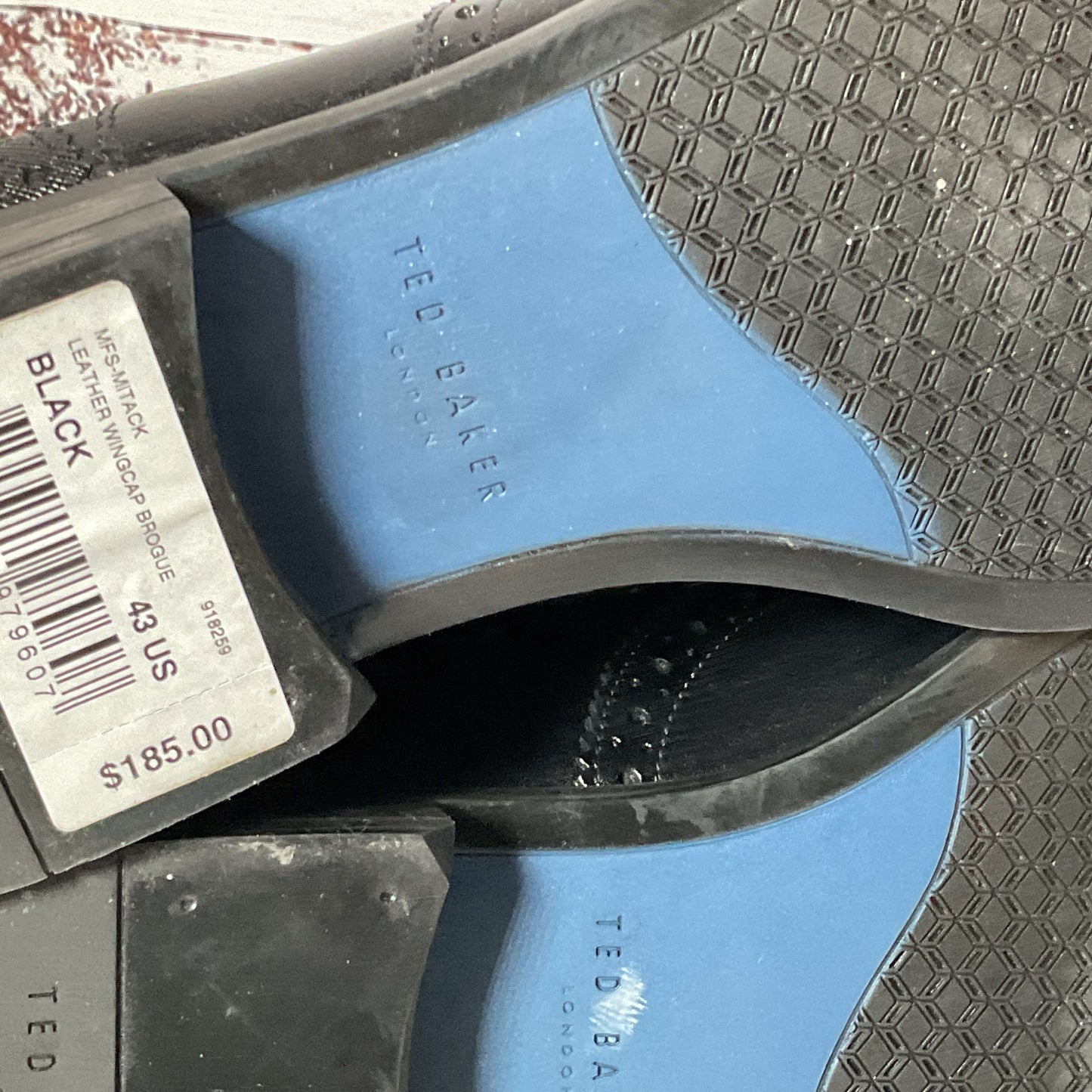NWD TED BAKER Men's Black Derby Dress Shoes- SZ 10 (MISSING SHOES LACES)