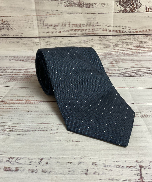 Gorgio Armani Blue and White Polka Dot 100% Silk Tie - 55"