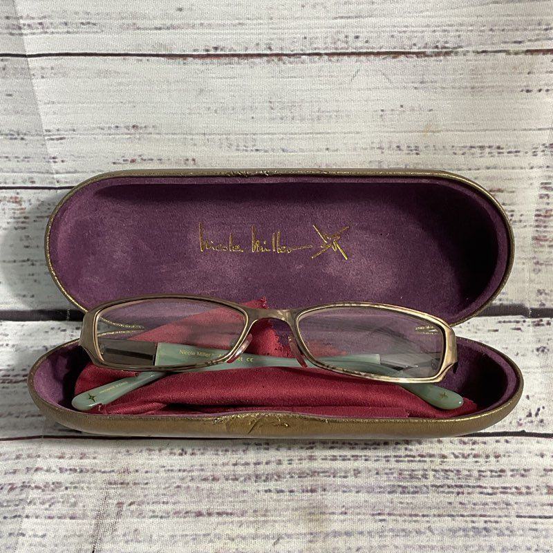 Nicole Miller Abstract Gold Sage Eyeglasses Frames Only Eyeglasses 52-16-135