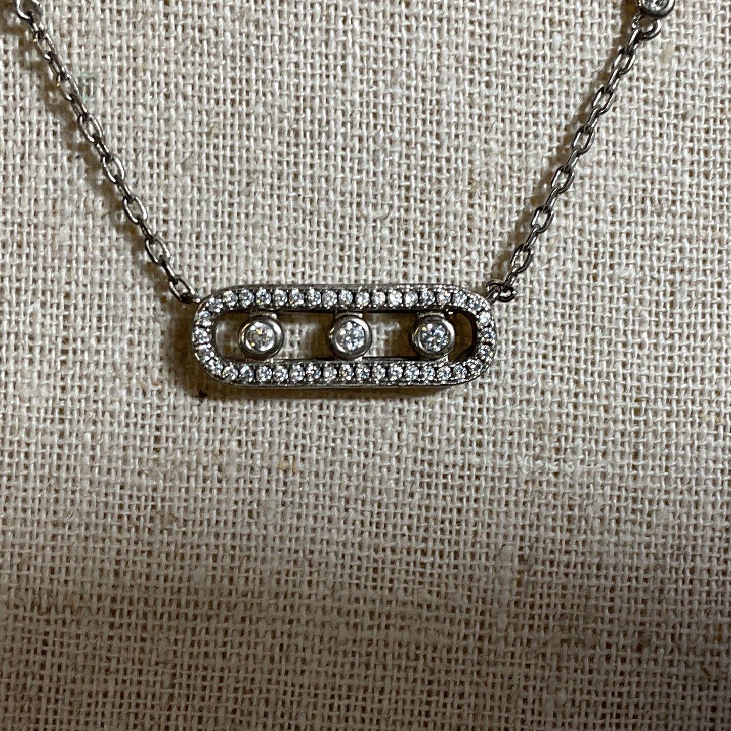MESSIKA X GIGI HADID Silver Tone & Rhinestone Pendant Necklace-18"