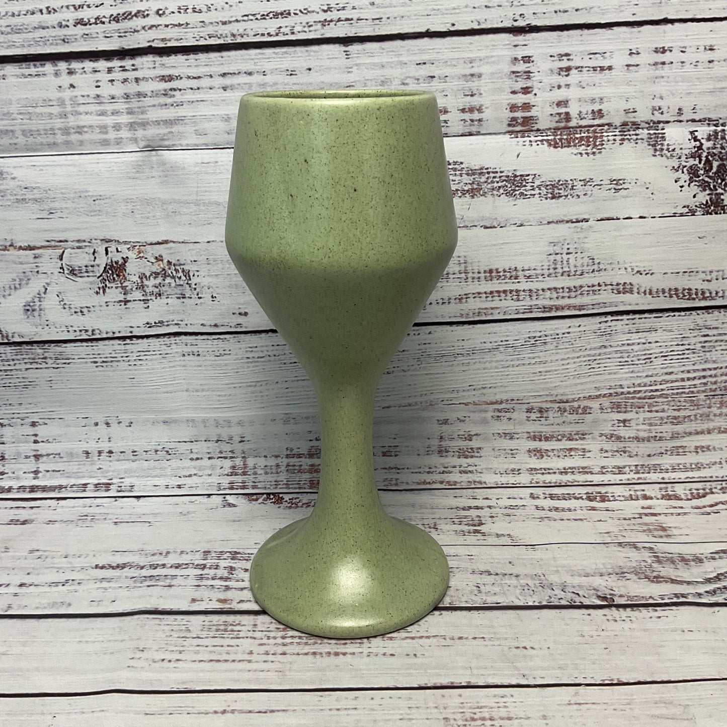 Haeger Green Speckled Ceramic Goblet Vase Chalice 9.5"
