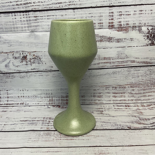 Haeger Green Speckled Ceramic Goblet Vase Chalice 9.5"