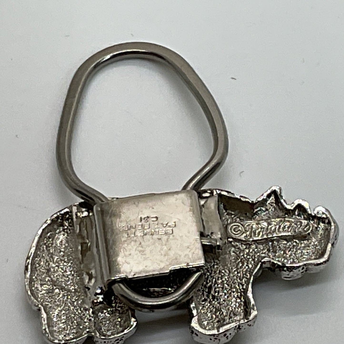 VTG. TORTOLANI 2" Silver Tone Rhino Key Ring