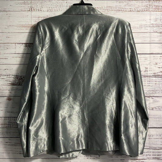 Peter Cohen Silver Metallic Lame/Silk Blend Suit Jacket - Size XL