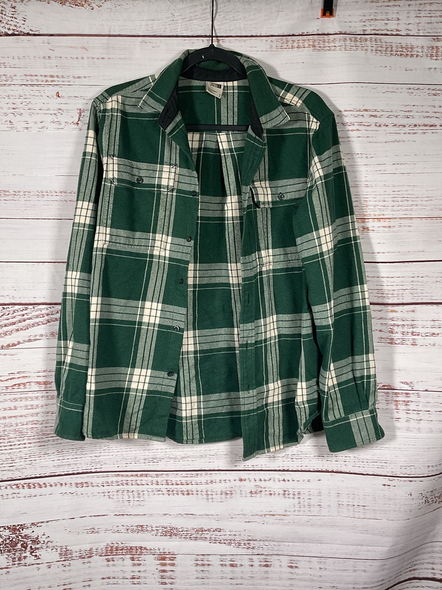North Face Green Plaid Flannel Longsleeve - Size M