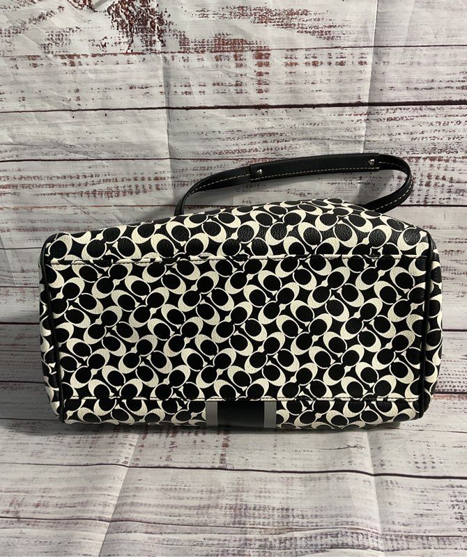 COACH F15132 Chelsea Black & White Signature Coated Canvas Tote Handbag